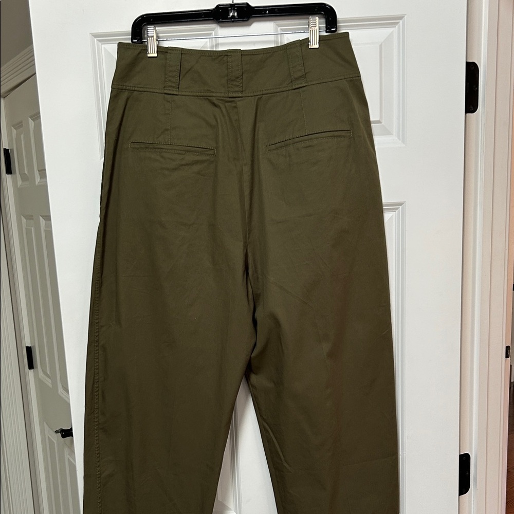 Rebecca Taylor Olive Green High-Rise Pleated Chinos - Picture 7 of 11